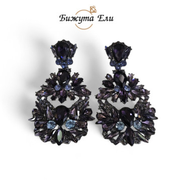 Официални обеци с лилави кристали