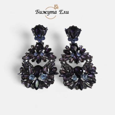 Официални обеци с лилави кристали