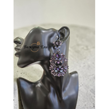 Официални обеци с лилави кристали