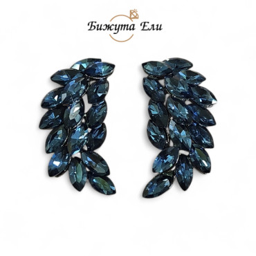 Официални обеци със сини кристали