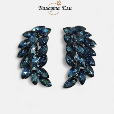 Официални обеци със сини кристали