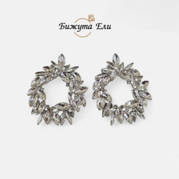 Официални обеци с бели кристали