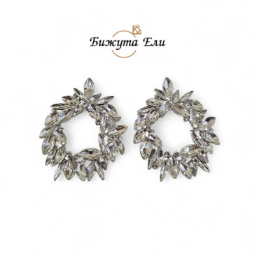 Официални обеци с бели кристали