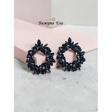 Официални обеци със сини кристали