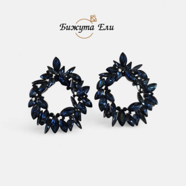 Официални обеци със сини кристали