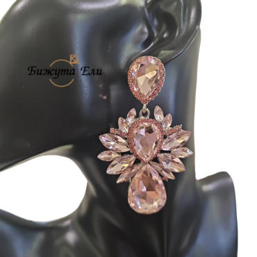 Официални обеци с розови кристали