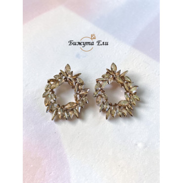 Официални обеци с кристали голд