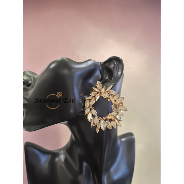 Официални обеци с кристали голд