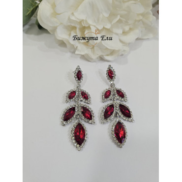 Официални обеци с червени кристали