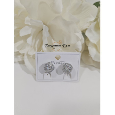 Обеци бели кристали с клипс