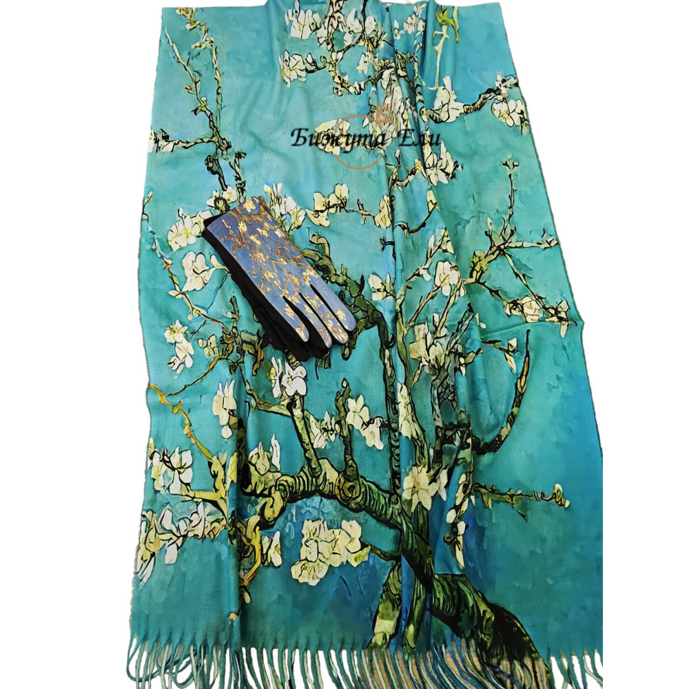 Комплект от кашмирен шал и ръкавици