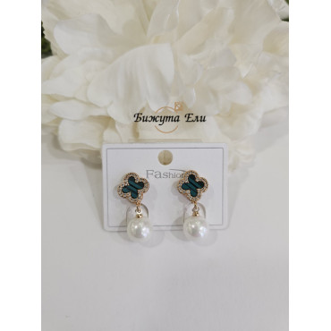 Обеци зелени детелини клипс