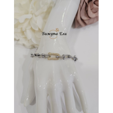 Дамска гривна от стомана със златист акцент