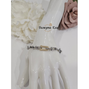 Дамска гривна от стомана със златист акцент