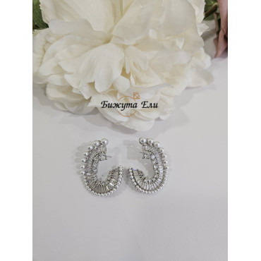 Обеци с перли и кристали