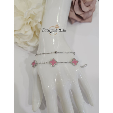 Дамска гривна с розови детелини