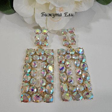 Официални  висящи обеци с кристали хамелеон