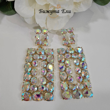 Официални  висящи обеци с кристали хамелеон