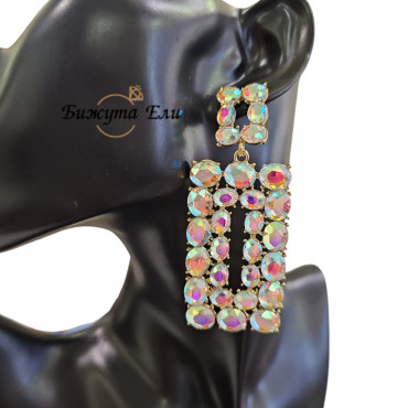 Официални  висящи обеци с кристали хамелеон