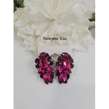 Обеци с клипс циклама