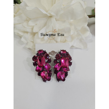 Обеци с клипс циклама