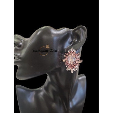 Официални обеци розови кристали