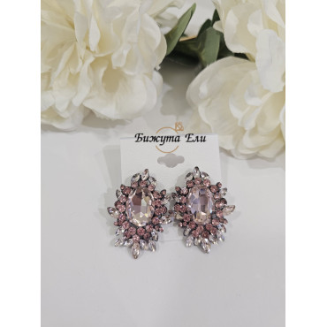 Официални обеци розови кристали