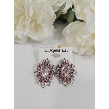 Официални обеци розови кристали