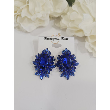 Официални обеци сини кристали