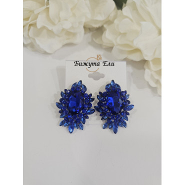 Официални обеци сини кристали