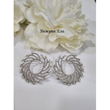 Официални обеци с бели кристали