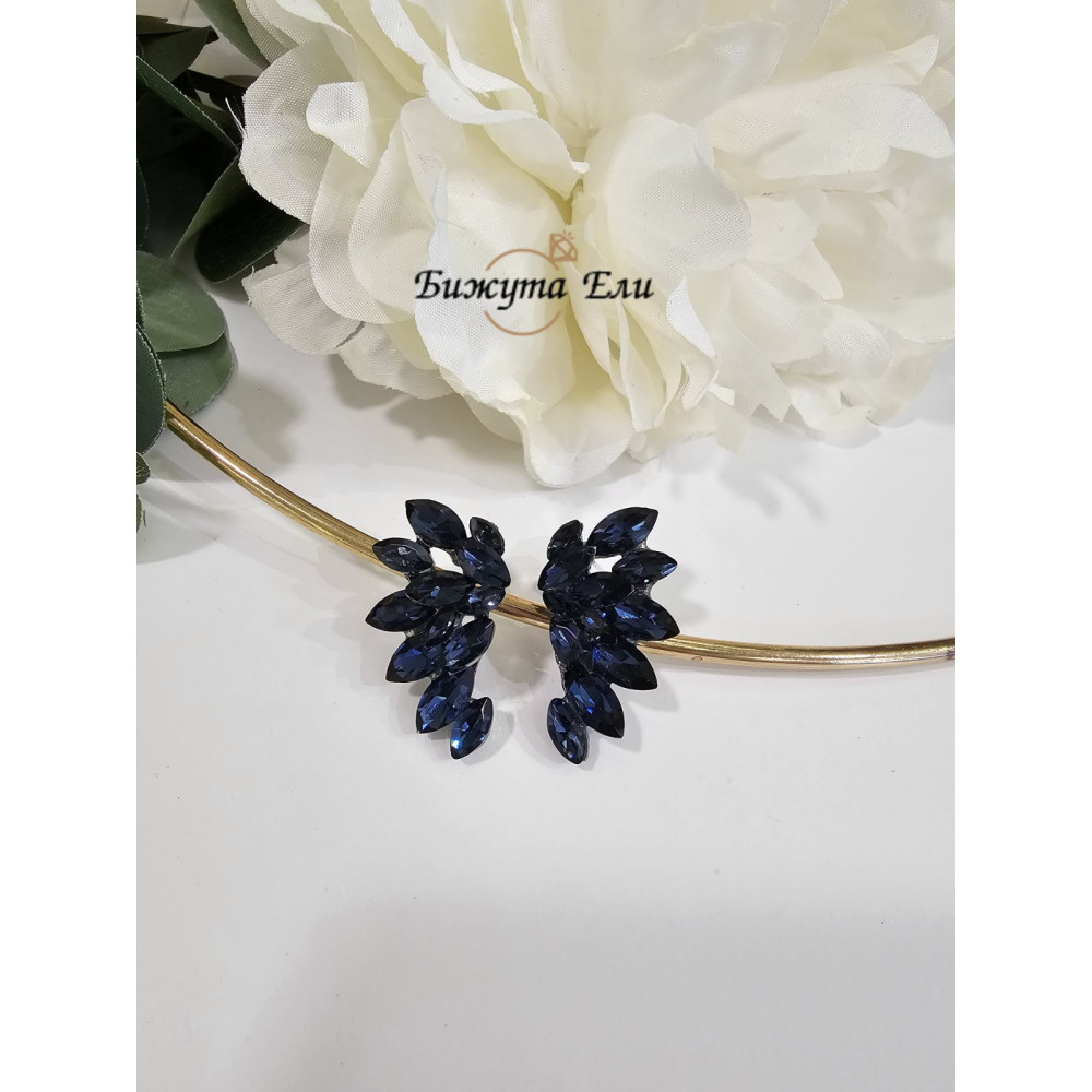 Официални обеци сини кристали