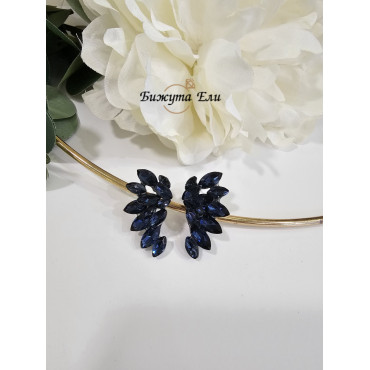 Официални обеци сини кристали