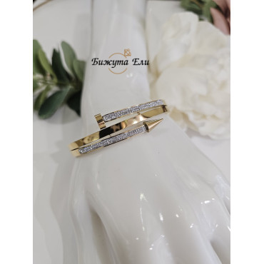 Твърда гривна от медицинска стомана с камъчета