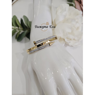 Твърда гривна от медицинска стомана с камъчета