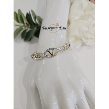 Твърда гривна от медицинска стомана с камъчета