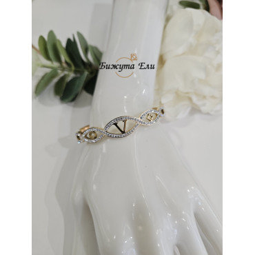 Твърда гривна от медицинска стомана с камъчета