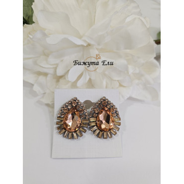 Обеци  клипс с кристали розе голд