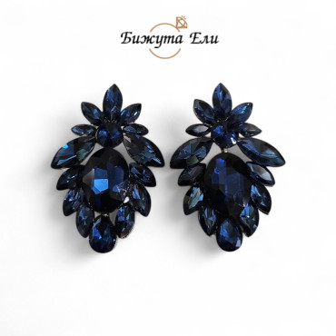 Официални обеци  със сини кристали